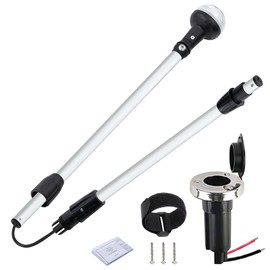Besramtic Folding Stern Light Boat Anchor Light LED Marine Navigation Lights Pole USCG 2 NM All Round White with Base 12 Volts 42 Inches