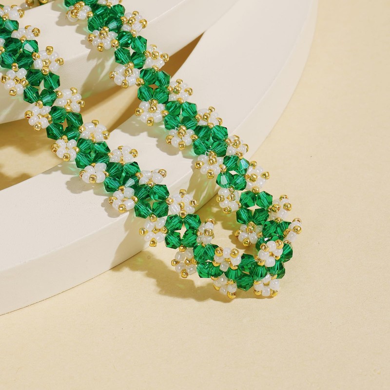 Firstmeet Gorgeous Handmade Glass Beads Choker Necklace Vintage Bohemian Court-style