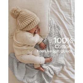 Mom Beebi 100% Muslin Cotton Swaddle Blanket, Muslin Swaddle Blankets for Unisex, 4 Pack Skin-Friendly and Breathable Baby Blankets, 47 x 47 inches