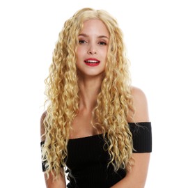 WIG ME UP - VK-18-MF-972 women's quality wig lace front partial monofilament side parting very long curls blonde reddish blonde mix 23.5 inches