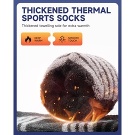 Benirap Mens Thermal Socks Warm Thick Socks Breathable Cushion Crew Work Socks Winter Athletic Socks Performance Sports Hiking Walking Running Socks,M,M08