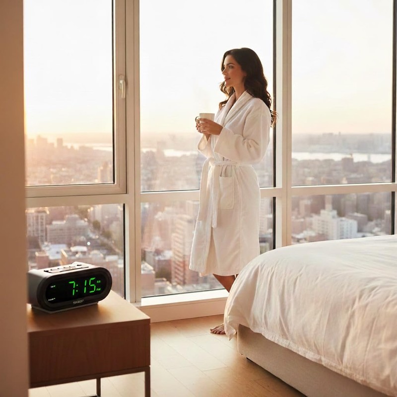 Sharp Digital Alarm with AccuSet - Automatic Smart Clock, Never