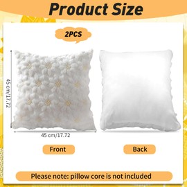 2PCS Spring Summer Pillow Covers 45×45 cm Yellow Color Flower Heart Sunflower Soft Plush Faux Pillow Cover Cute Throw Pillowcase Aesthetic Pillowcases for Bedroom Livingroom Bedroom Decor