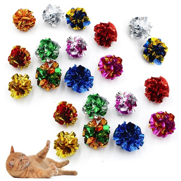 Cutiolly Crinkle Ball for Cats, 20 Cat Toy Balls, Colourful