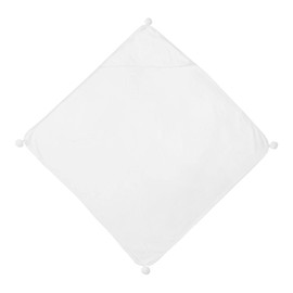 Dreamscene Pom Pom Hooded Bath Towel for Kids Boys Girls Shower Soft Absorbent Changing Robe Childrens, 75 x 75 - White