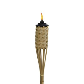TIKI Bamboo Tiki Torches 12-Pack – Weather-Resistant Outdoor Décor with Easy-Pour Wide-Mouth Canister Refill for Patio, Garden, Backyard, and Parties, 57-Inch Citronella Torches