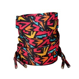 VASGO Flat Shoe Laces Hip Hop Graffiti Style (Red, 47inches(120cm))