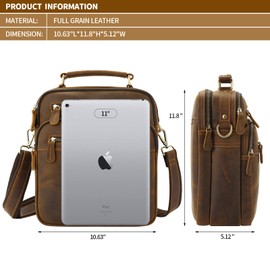 Jack&Chris Leather Man Purse Shoulder Bag,Small Mens Crossbody Messenger Bags for Work,Men Satchel Handbag,Brown,JC04-8