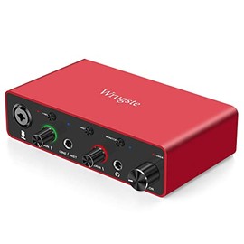 Wrugste Interfaz de audio USB solo (24 bits/192 kHz)+alimentación fantasma de 48 V para grabación de computadora, podcasting y transmisión, Plug and P