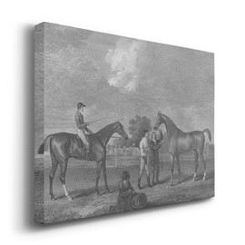 Renditions Gallery Eclipse & Shakespeare Wall Art, Gentleman and Horses English Equestrian, Black & White, Premium Gallery Wrapped Canvas Decor, Ready to Hang, 32 In H x 48 In W, Made in America Print