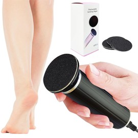 LiQiAMEi Electric Callus Remover for Feet, USB Power Supply Electric Foot File Sander Scrubber with Speed Controller & 60Pcs Replacement Sandpaper Disk for Dead Skin, Cuticles Black
