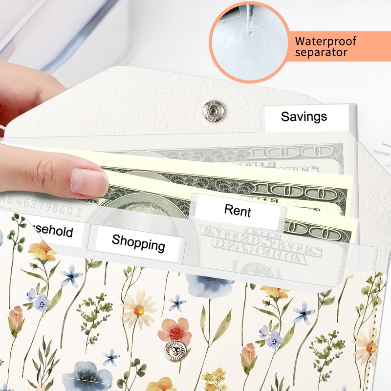 APVDSH Cash Envelope Wallet, Reusable Budget Money Wallet, Cute PU