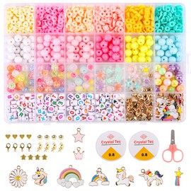 LOMIMOS Beads Set for DIY Jewellery, 1500 Beads in 24 Colours, Letter Beads Pendant and Tool in Organiser for Jewellery Making, DIY Bracelets, Necklaces, Crafts
