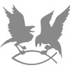 Car Sticker Raven with Fish (Silver)