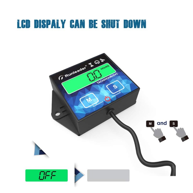 Backlight Engine Hour Counter Inductive Tachometer Digital Speedometer Operating Hour