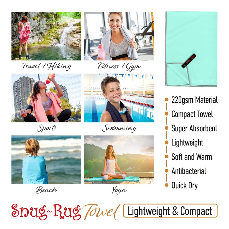 Snug Rug Microfibre Towel Super Absorbent Quick Drying Lightweight Compact