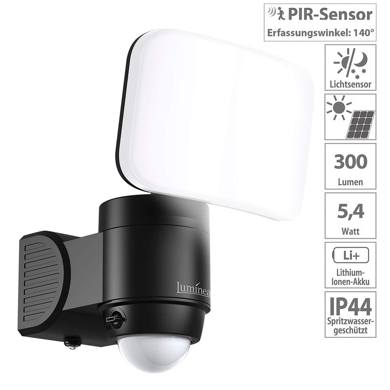 Luminea Outdoor Light: Wireless LED Outdoor Spotlight with PIR Motion