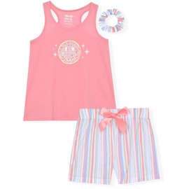 Sleep On It Girls Pajamas Short Sets 2 Piece Tank Top and Short Sleeve Summer Sleepwear for Kids