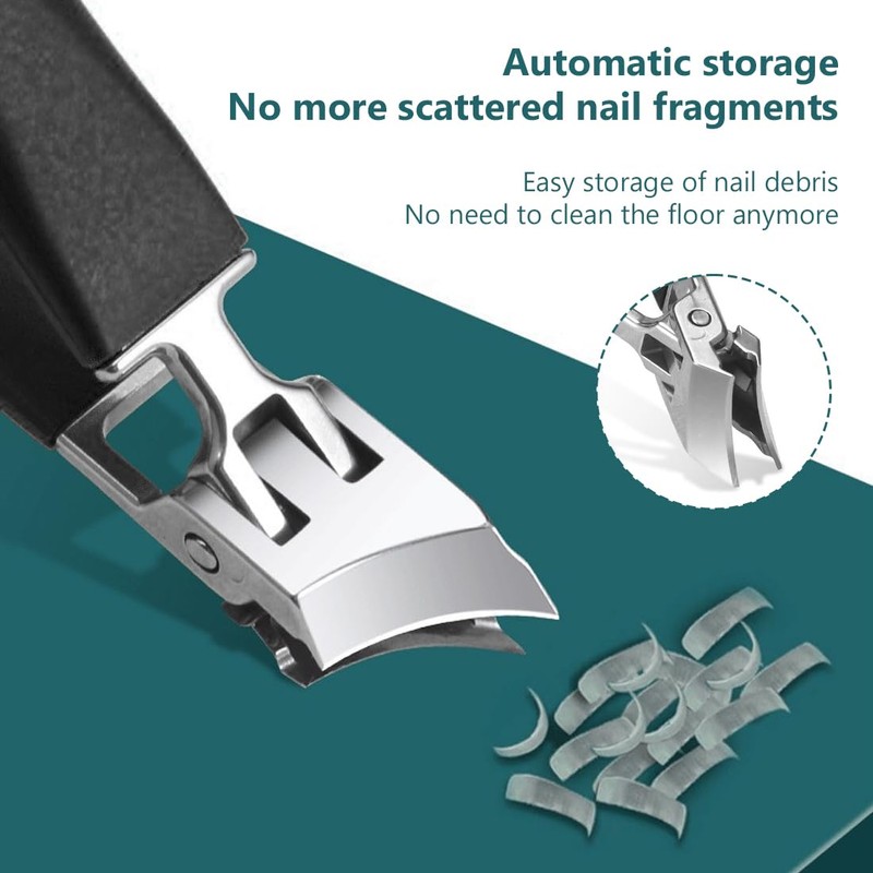 LQIOACU 2 Pieces Angled Nail Clippers Ergonomic Wide Mouth Design