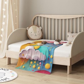 E-RIDES 76x100CM Small Flannel Blanket, Raining Clouds Blanket for Babies, Kids, Cat, Dog, Travel - Lightweight Blanket for Couch, Bed, Car, and Stroller, Idea Birthday Gift
