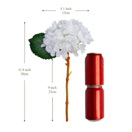 AOBOWEYO Artificial Hydrangea Flowers with Stems 5 PCS 11.8” Real Touch Fake Silk Faux Bouquet for para Decoration Wedding Table Centerpieces Indoor/Outdoor Flora Arrangement Party Office (White)