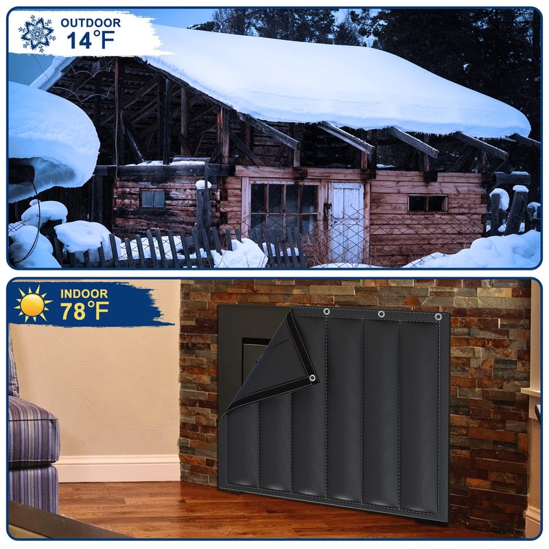 Magnetic Fireplace Covers Indoor for Insulation, Fireplace Draft Stopper Blanket