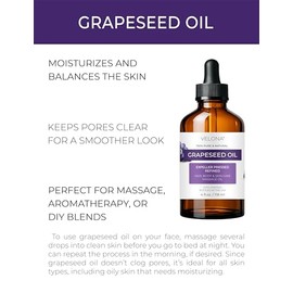 velona Aceite De Semilla De Uva 4 Fl Oz | Aceite Transportador Puro Y Natural | Refinado, Prensado En Frío | Cocina, Piel, Cara, Cuerpo, Cuidado Del Cabello | Usar Hoy - Enjoy Results