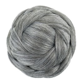 IMISSU Large Size Dancer Braided Chignon Hair Cover Donut Hairpieces Scrunchie Hair Bun Wig Updo on Wedding Party (M3 Grey)