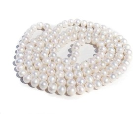 TreasureBay Handmade Womens White Freshwater Pearl Necklace | Elegant 9-10mm Large Cultured Freshwater Pearl Necklace for women and men