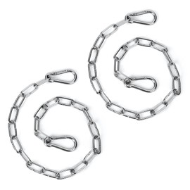 NQEUEPN 2 Pzs Cerradura de Cadena para Puerta, 51cm Cerradura de Cadena con Eslabones para Puerta con Mosquetones Cadena de Acero para Cercas al Aire Libre Corrales de Caballos Cabras (Plata)