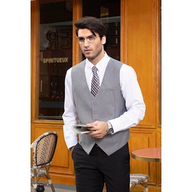 Hisdern Men's Formal Wedding Party Waistcoat, Plain Cotton Waistcoat - lightgrey, size: xl