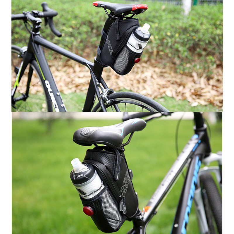 Bike Saddle Bag Water Bottle Holder with Tail Light Under
