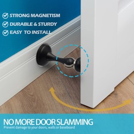 Neoera Magnetic Door Stopper (Matte Black Color) No Drilling Strong Adhesive Mount Door Stopper Strong Magnetic Door Catch for Hold Door Open, Anti-Rust, Heavy Duty for Various Door Types 1PacK