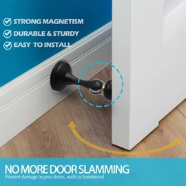 Neoera Magnetic Door Stopper (Matte Black Color) No Drilling Strong Adhesive Mount Door Stopper Strong Magnetic Door Catch for Hold Door Open, Anti-Rust, Heavy Duty for Various Door Types 1PacK