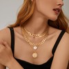 MJartoria Gold Layered Necklaces for Women Trendy Retro Coin Letter