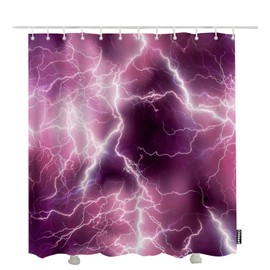 Olikked Lightning and Thunder Shower Curtain Set 72x72 Inch Nature Lightning Thunderstorm Cloudy Sky Bathroom Curtains Waterproof Machine Washable