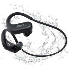 LOBKIN Waterproof Earbuds for Swimming, Bone Conduction Headphones IPX8 Headphones 8GB Memory Bluetooth 5.4 Wireless 8H Playtime in Ear Underwater Sport Earphones for Swimming, Running