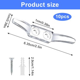 NEKAPLO 10pcs Clear Cord Cleat, Blind Cord Safety Device, Window Blind Cord Holder Hooks, Cord Shortener Clips for Curtain and Roller Shade, Transparent Plastic Cord Wraps