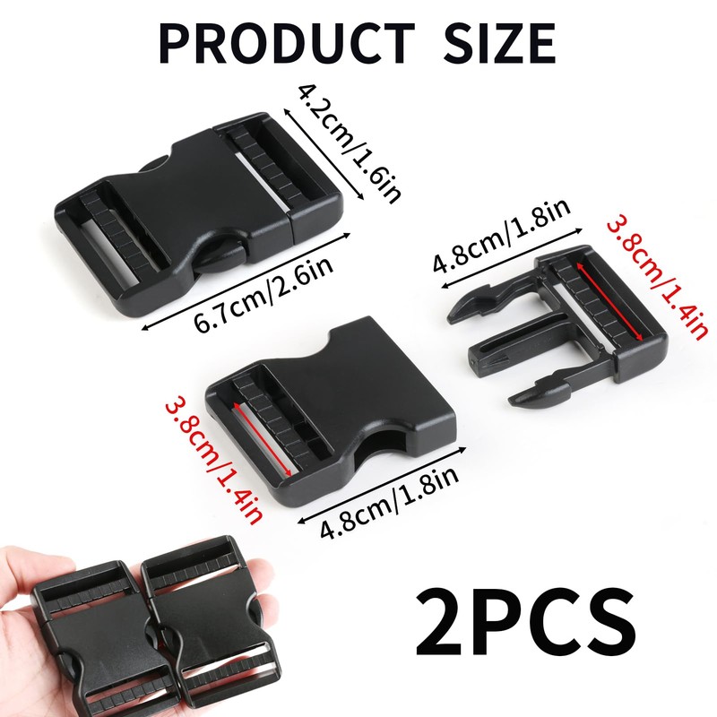 Sangcca Double Buckles, 2 Pieces Side Buckles 38mm Plastic Buckles