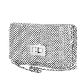 Jessica McClintock Women's Trina Mesh Clutch, Silver, One Size