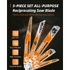 5 Pack Carbide Reciprocating Saw Blade Set, Premium Metal Blades