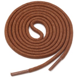 YJRVFINE Premium Quality 1/6" Thick Waxed Round Shoelaces Shoes Boots Laces Light Brown 2 Pair-Length:47.24"