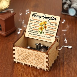 Mothers Day Daughter Gifts from Mom Dad You Are My Sunshine Music Box Mother's Day to My Daughter Gifts Wooden Music Boxes Hand Crank Sunflower Birthday Gifts for Adult Daughter In Law Teens Girls