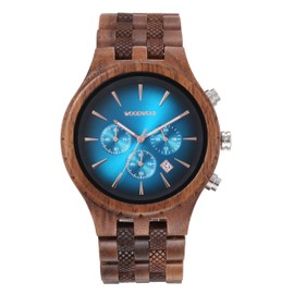 woodwear Men's Wooden Watch Night Blue Lagoon Dream Dawn, Lagoon, Bracelet
