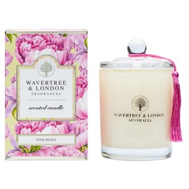 Wavertree & London Organic Pink Peony Scent Soy Wax Candle | Non Toxic 100% Cotton Wick Triple Scented Pure Natural Soy Wax Candles, Hand Poured in Australia | 60 Hours Burning Time, 11.66 Oz