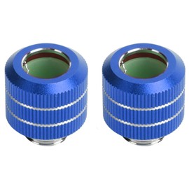 Dracaena 2 Pack G1/4” Thread to OD 16mm Hard Tube Compression Fitting, Anti-Off Adapter for Computer Water Cooling System, Blue
