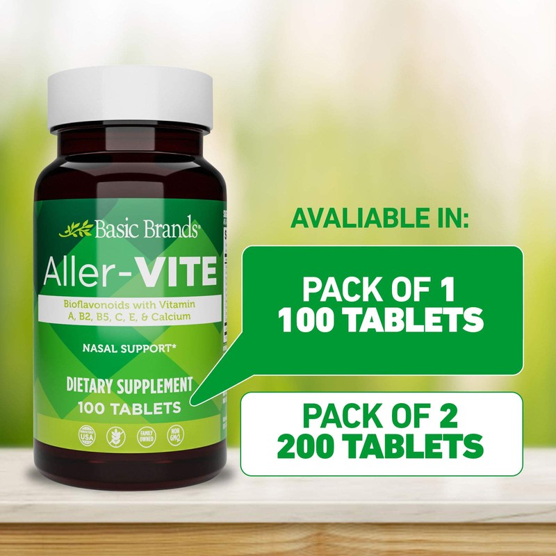 Basic Organics Aller-Vite Nasal Support, Bioflavanoids, Relieves Itchy Eyes, Nose
