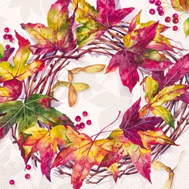 IHR Ideal Home Range Party Napkins Disposable 3-Ply Paper Lunch Napkin Pack, 6.5" x 6.5", Forest Wreath, 20-Count