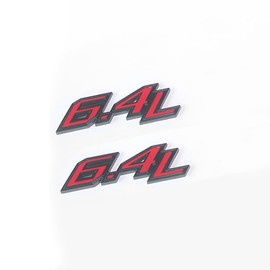 2pack OEM 6.4L Emblem Side Door and Tailgate 6.4 L Badges 3D Compatible with 250 350 450 (Black Red)