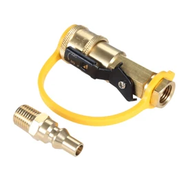 DRELD 1/4" RV Propane Natural Gas Quick Connect Adapter Kit, 1/4" Propane Gas Quick Connect Fittings Including Shutoff Valve and LP/Natural Gas Full Flow Male Plug for RV BBQ Grill Trailer Camp Stove